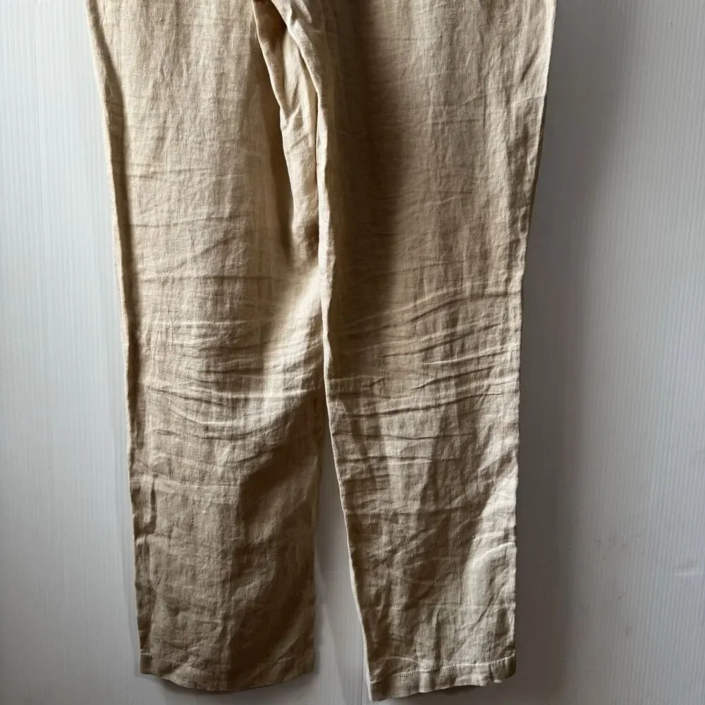 Quince Women's 100% European Linen Pants Driftwood Beige Size Medium Pockets